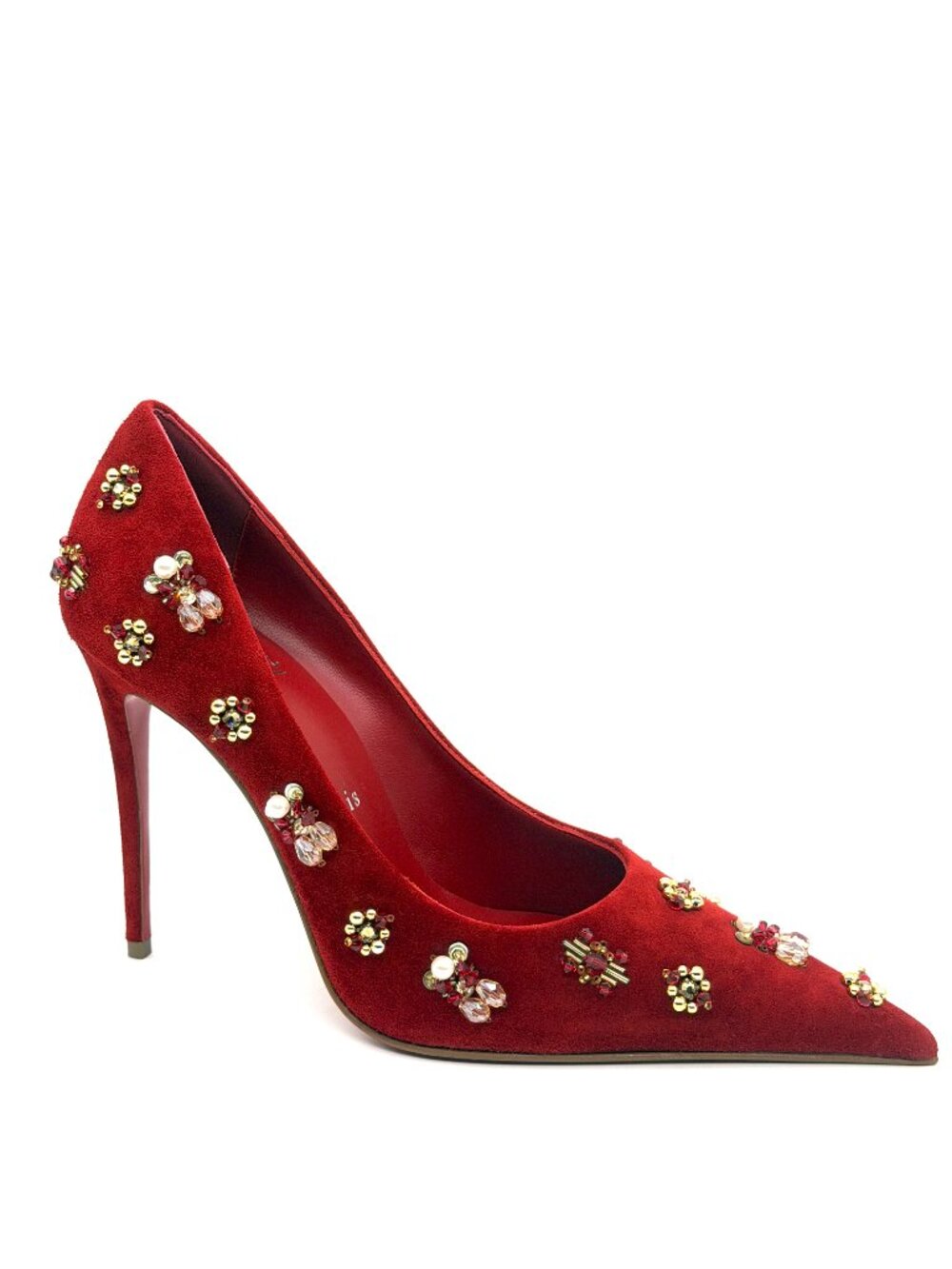 Christian Louboutin MIX KATE 100 Embellished Beaded Suede Heels Pumps - Picture 10 of 15